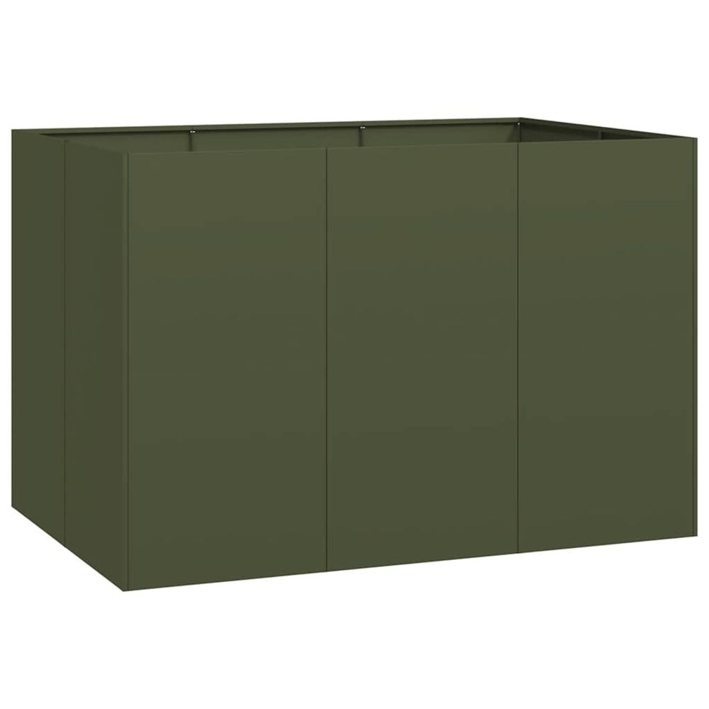 Jardinière d'extérieur vert olive 120x80x80 cm acier