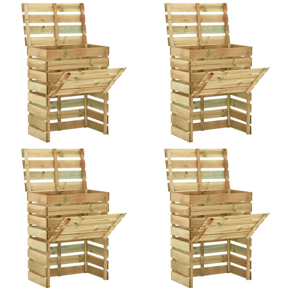 Composteur de jardin à lattes 4 pcs vert 110 x 58 x 113 cm