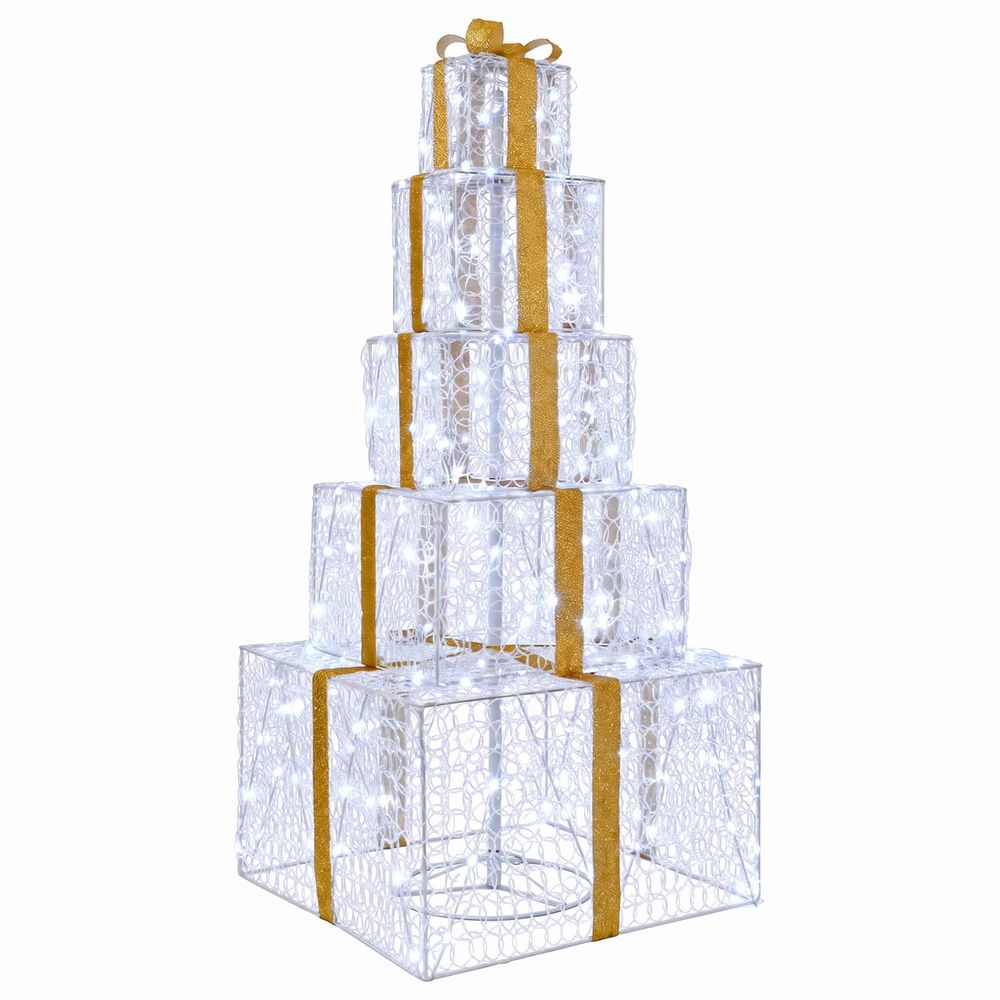 Boîtes cadeaux de noël empilables avec led 250 led blanc froid