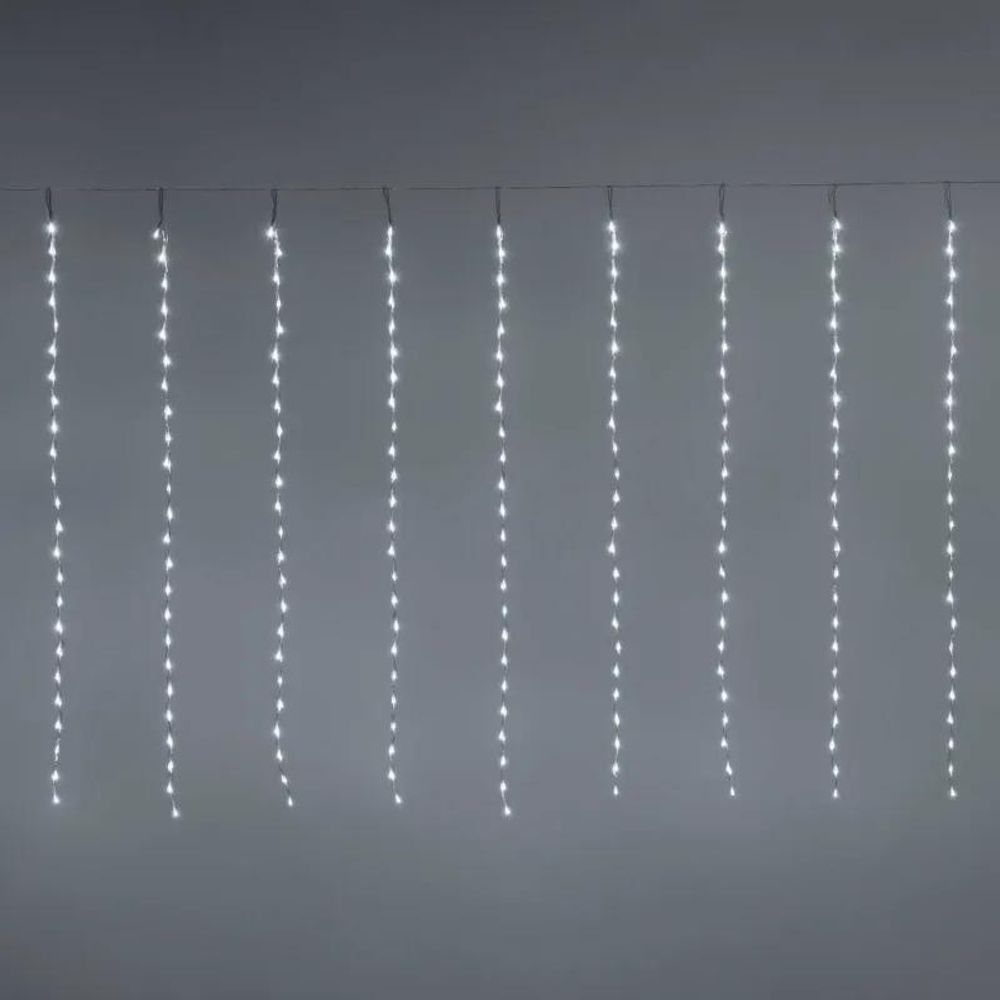 Rideau lumineux effet chute de neige extérieur 300xh120cm 360 led blanc froid timer ip44 lotti