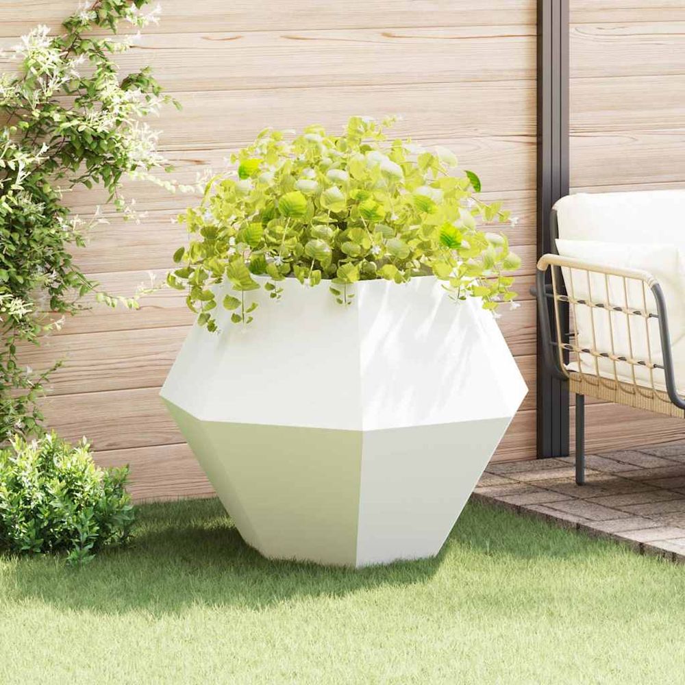 Jardinière carrée acier potager surélevé pour jardin terrasse blanc 100x100cm