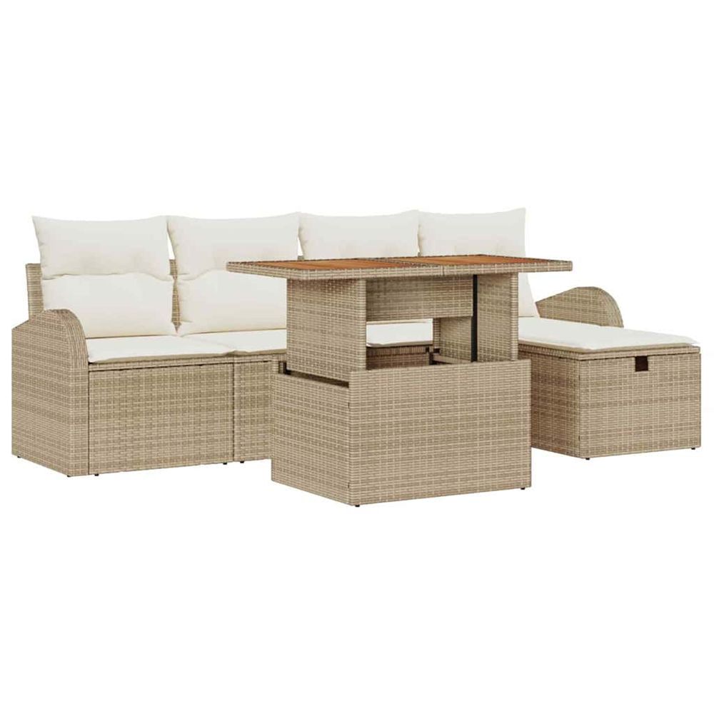 Ensemble de canapé de jardin 6 pc beige polyrotin