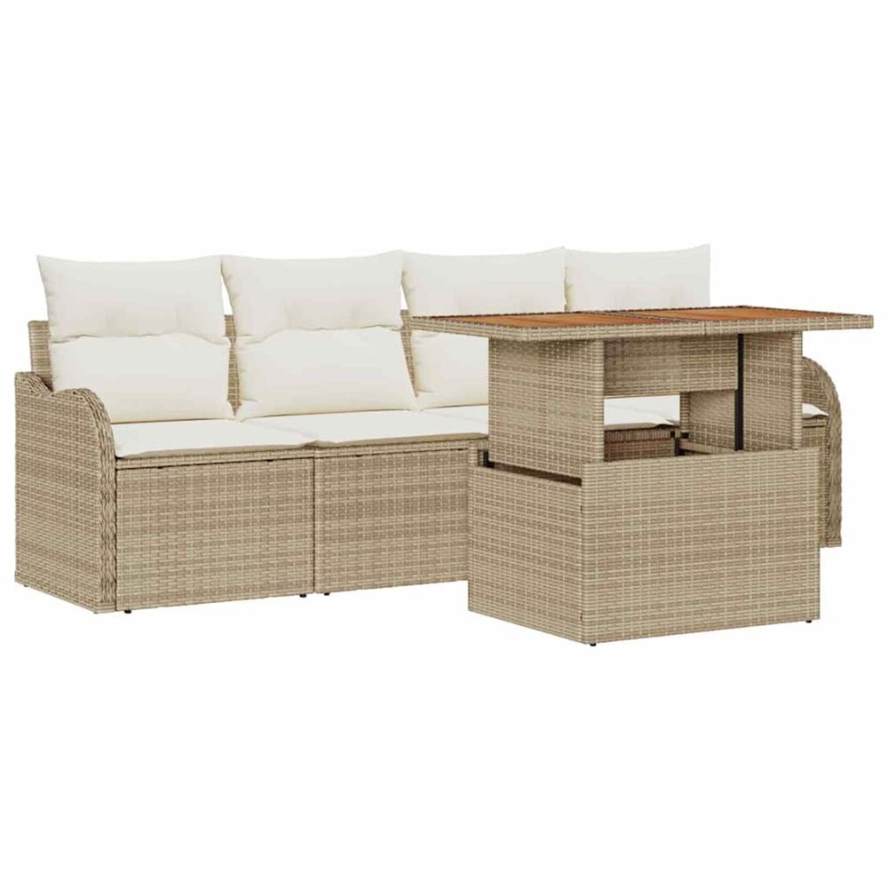 Ensemble de canapé de jardin 5 pc beige polyrotin