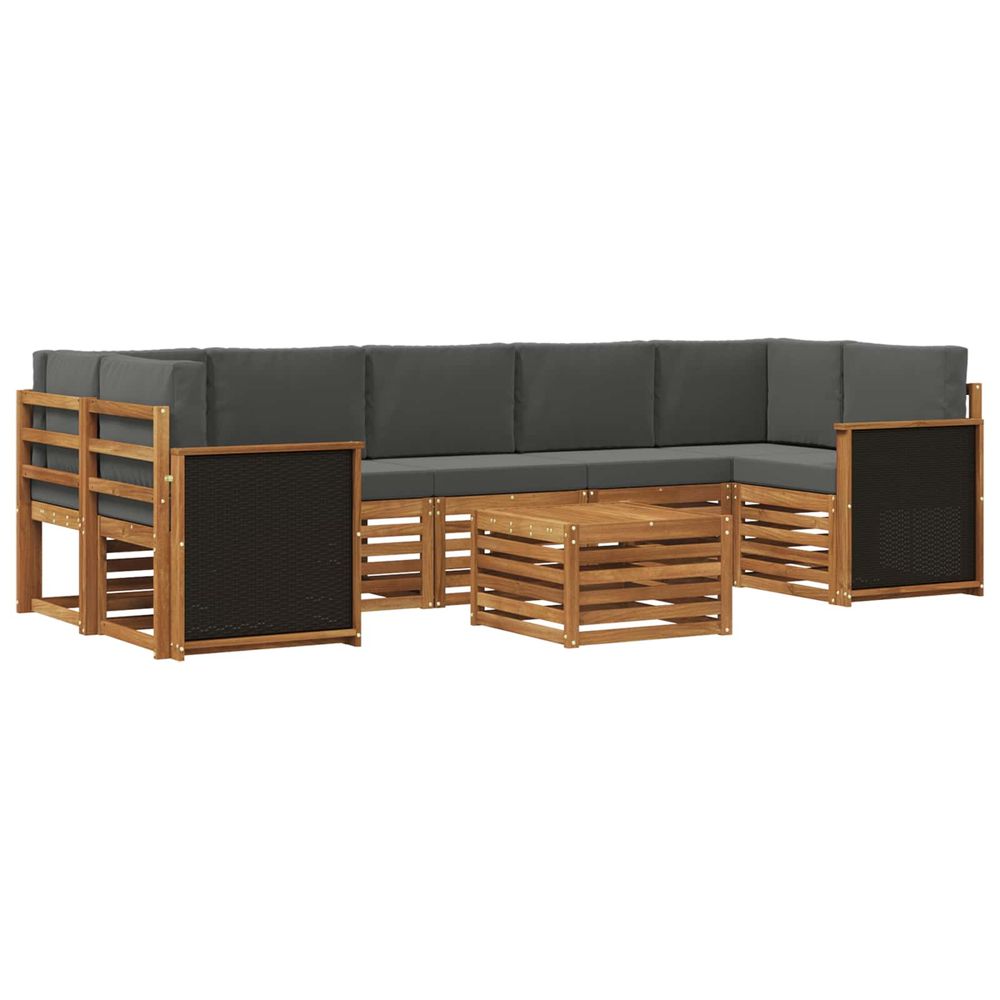 Ensemble de canapés d'extérieur 8 pc naturel et anthracite