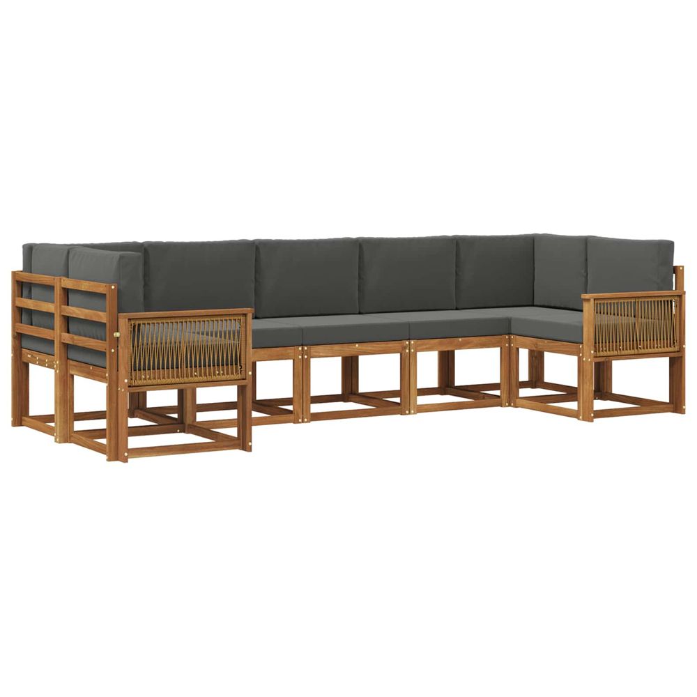 Ensemble de canapés d'extérieur 7 pc naturel et anthracite