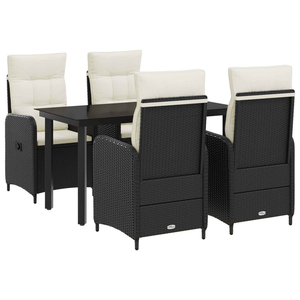 Ensemble de salle à manger pour jardin 5 pc noir et blanc crème
