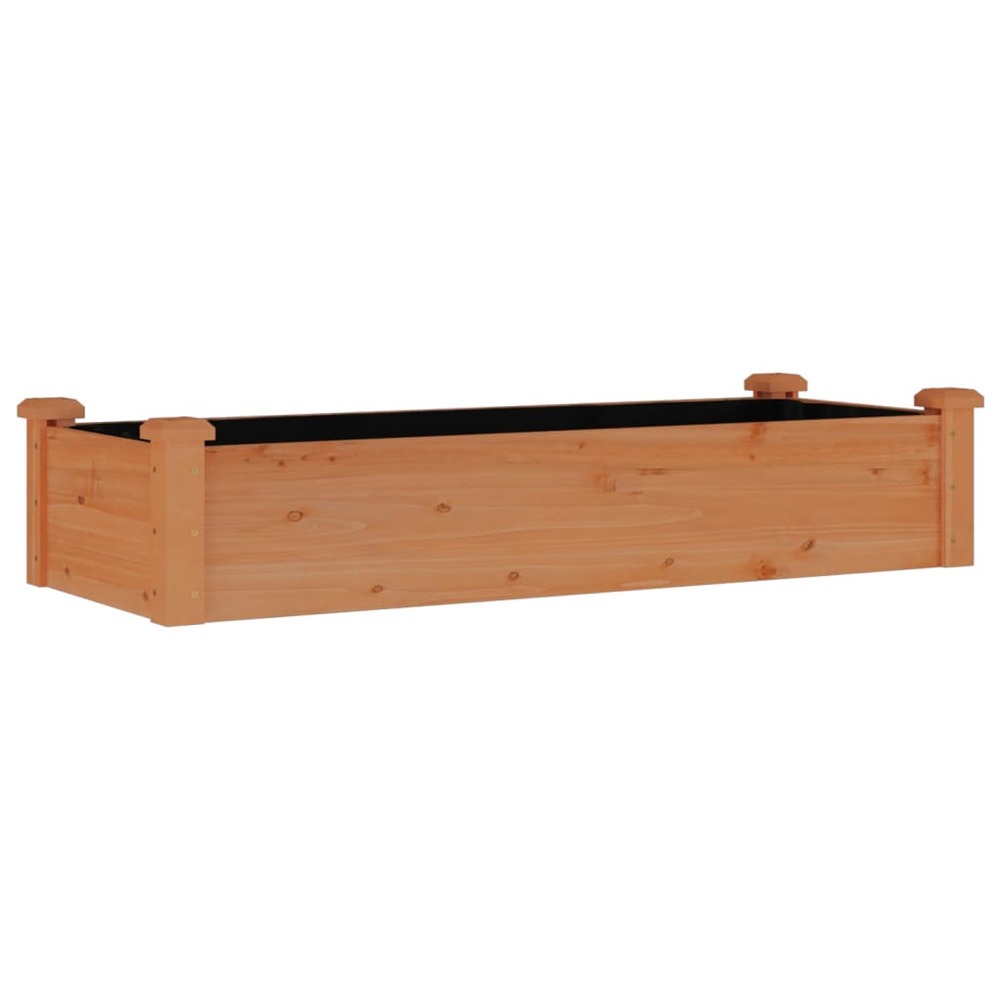Jardinière bac lit surélevé plantes fleurs terrasse jardin de jardin doublure 120 x 45 x 25 cm bois massif sapin marron 02_00