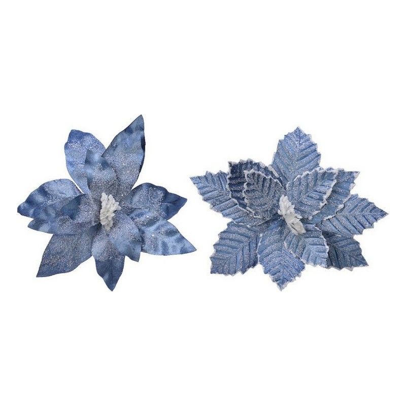 Fleur décorative bleu noël ø 34 x 6 cm