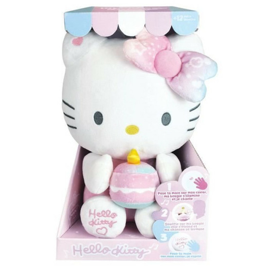Hello kitty peluche interactive anniversaire +/- 26 cm - - musique, bougie et rire interactifs.
