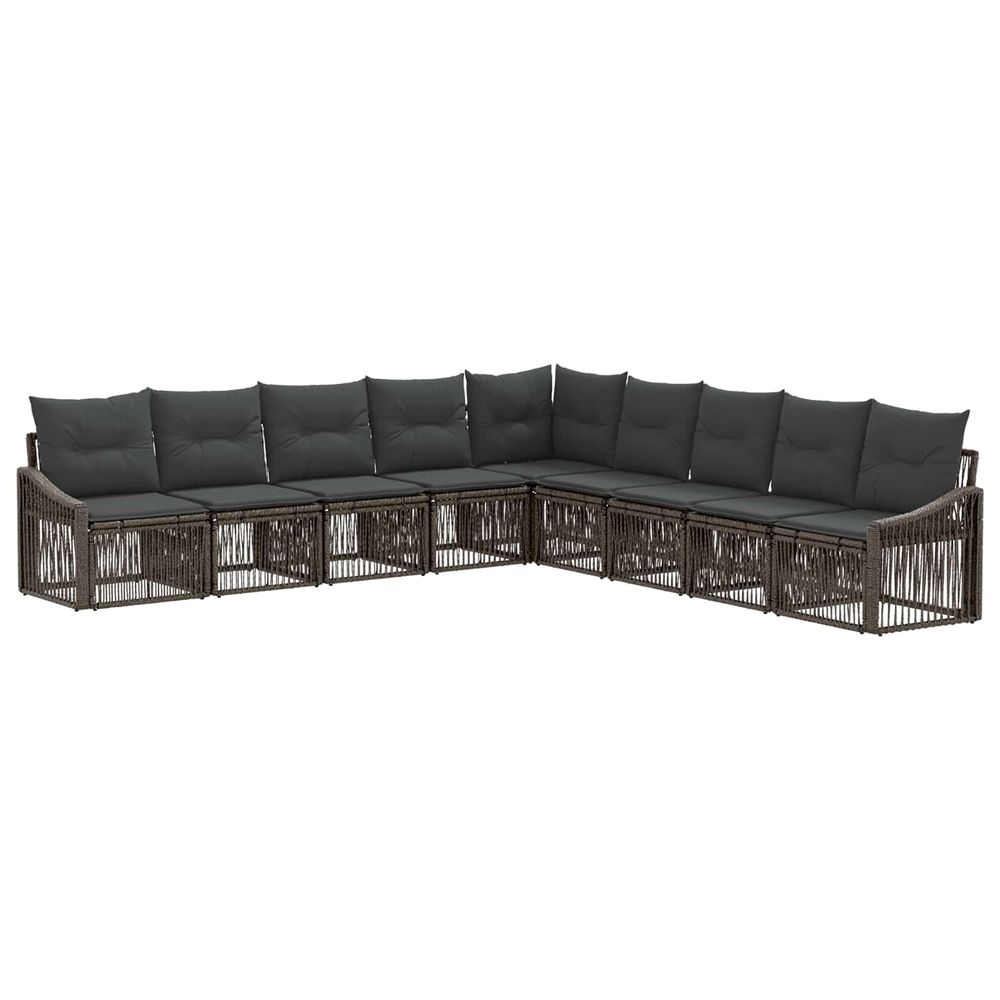 Ensemble de canapé de jardin 9 pc gris polyrotin