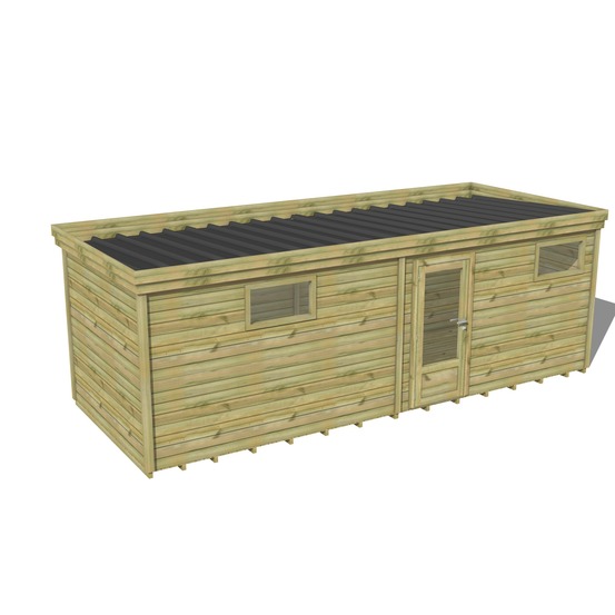 Abri de jardin bois pin traité autoclave 27mm - 7,29x2,64m / 19m2 - bac acier - plancher bois