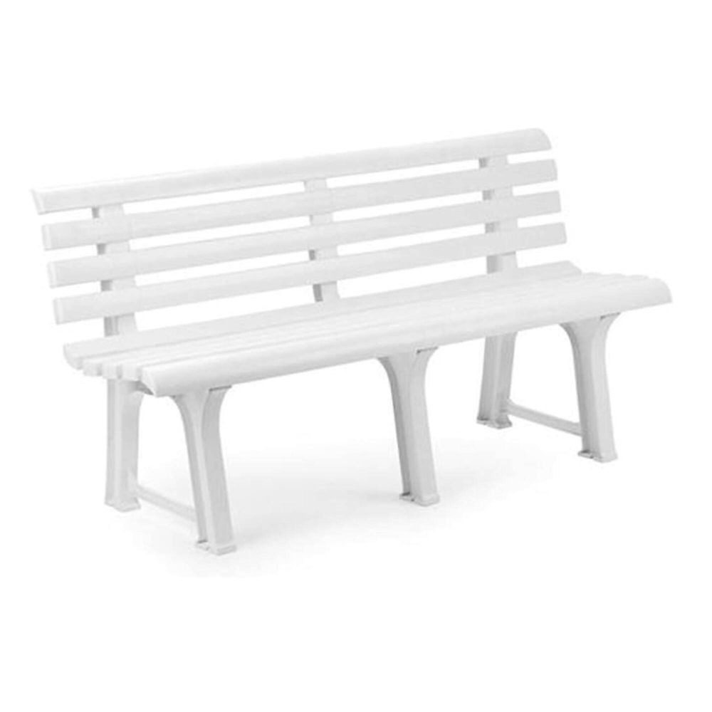 Banc d'extérieur artur, banc de jardin monobloc, banc d'extérieur, 100% made in italy, 145x49h74 cm, blanc