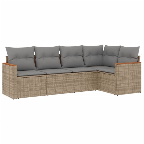 Salon de jardin avec coussins 5 pcs beige résine tressée