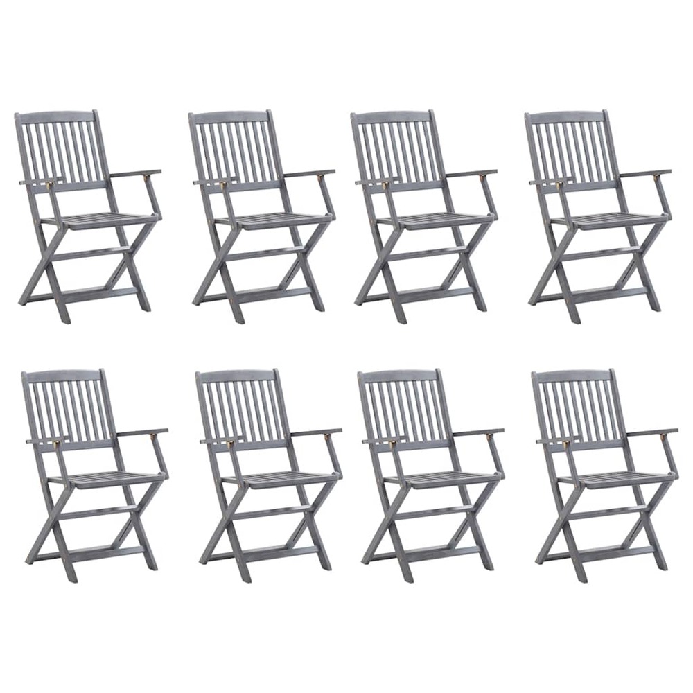 Chaises pliables d'extérieur lot de 8 et coussins bois d'acacia