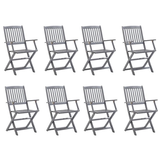 Chaises pliables d'extérieur lot de 8 et coussins bois d'acacia