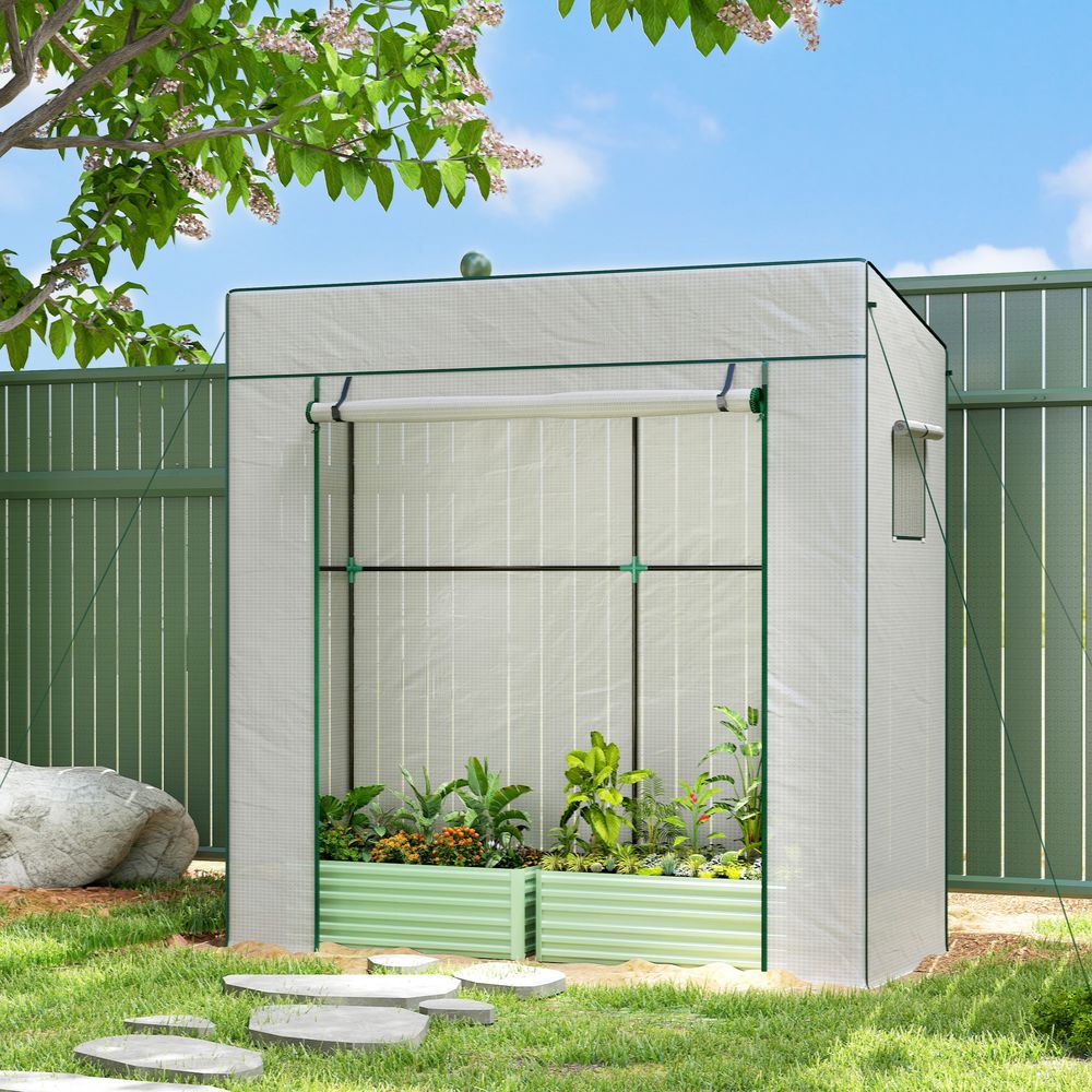 Serre de jardin tunnel pe et acier 196 x 77 x 197 cm blanche pour plantes avec porte zippée - comfortxl outdoor living