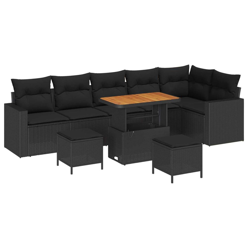 Ensemble de canapé de jardin 9 pc noir polyrotin