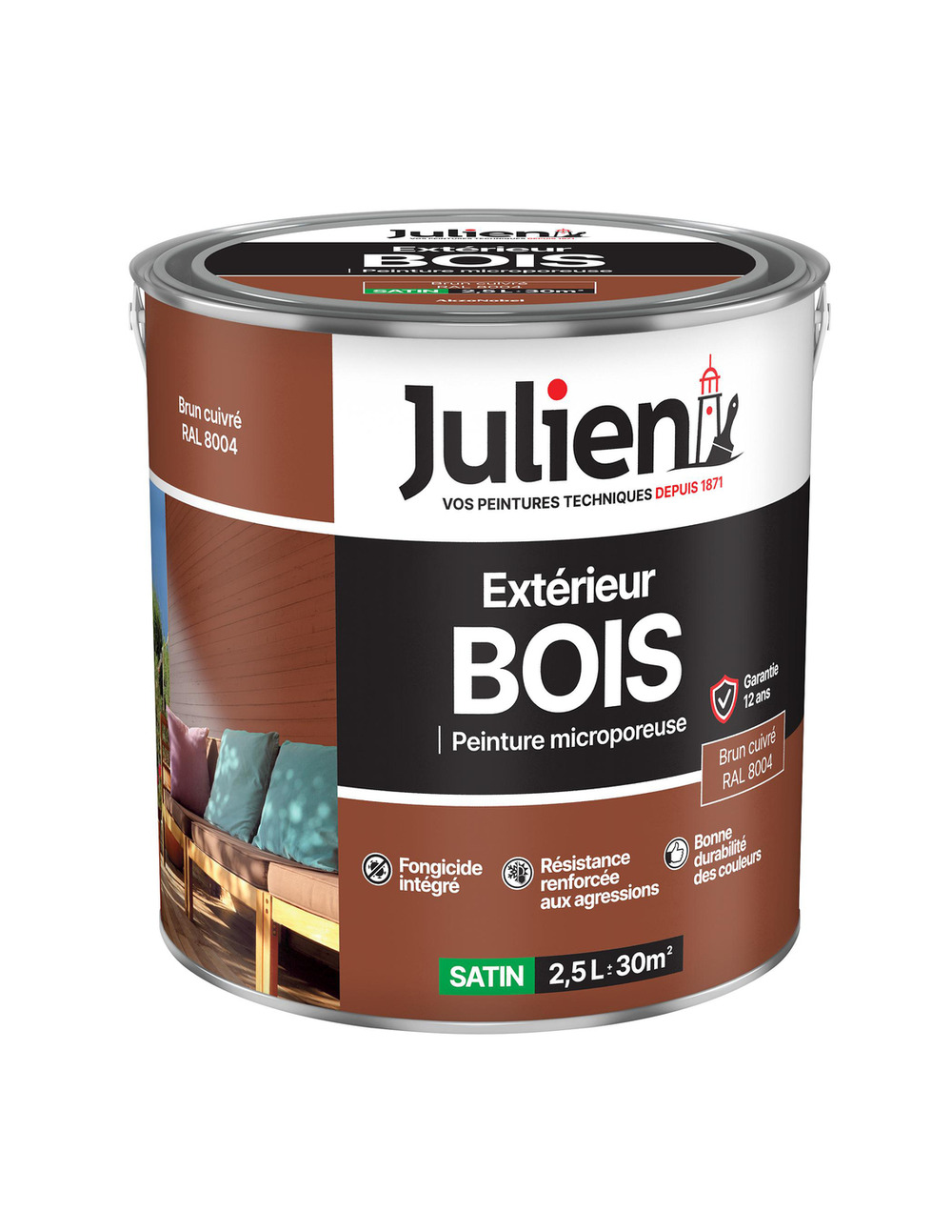 Peinture extérieure bois microporeuse 2. 5l - julien
