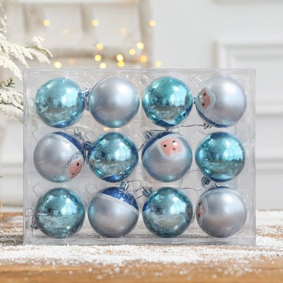 Lot de 12 boules de noël - père noël