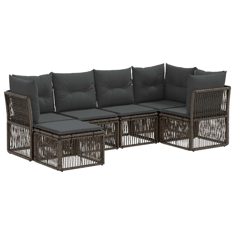 Ensemble de canapé de jardin 6 pc gris polyrotin