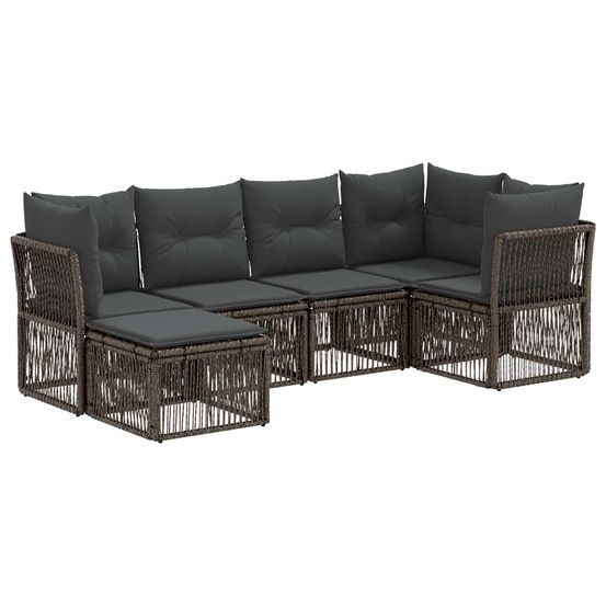 Ensemble de canapé de jardin 6 pc gris polyrotin