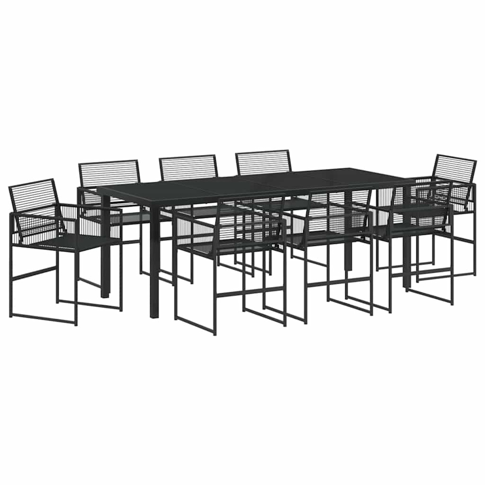 Ensemble de salle à manger pour jardin 9 pcs noir
