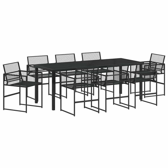 Ensemble de salle à manger pour jardin 9 pcs noir