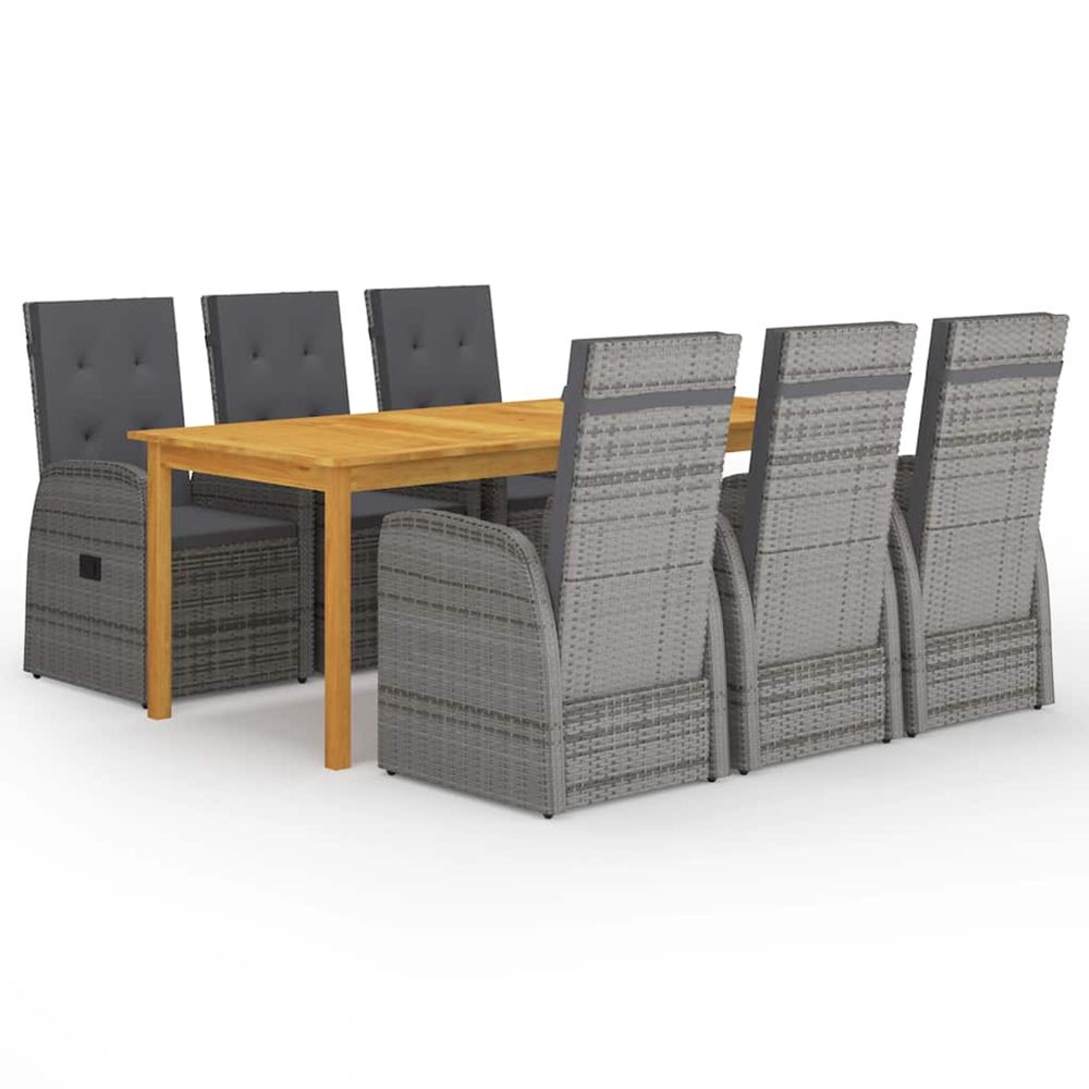 Ensemble à manger de jardin 7 pcs gris