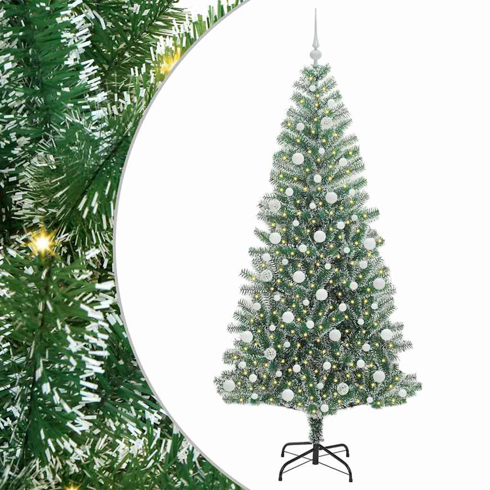 Arbre de noël artificiel floconné de neige avec lumière led