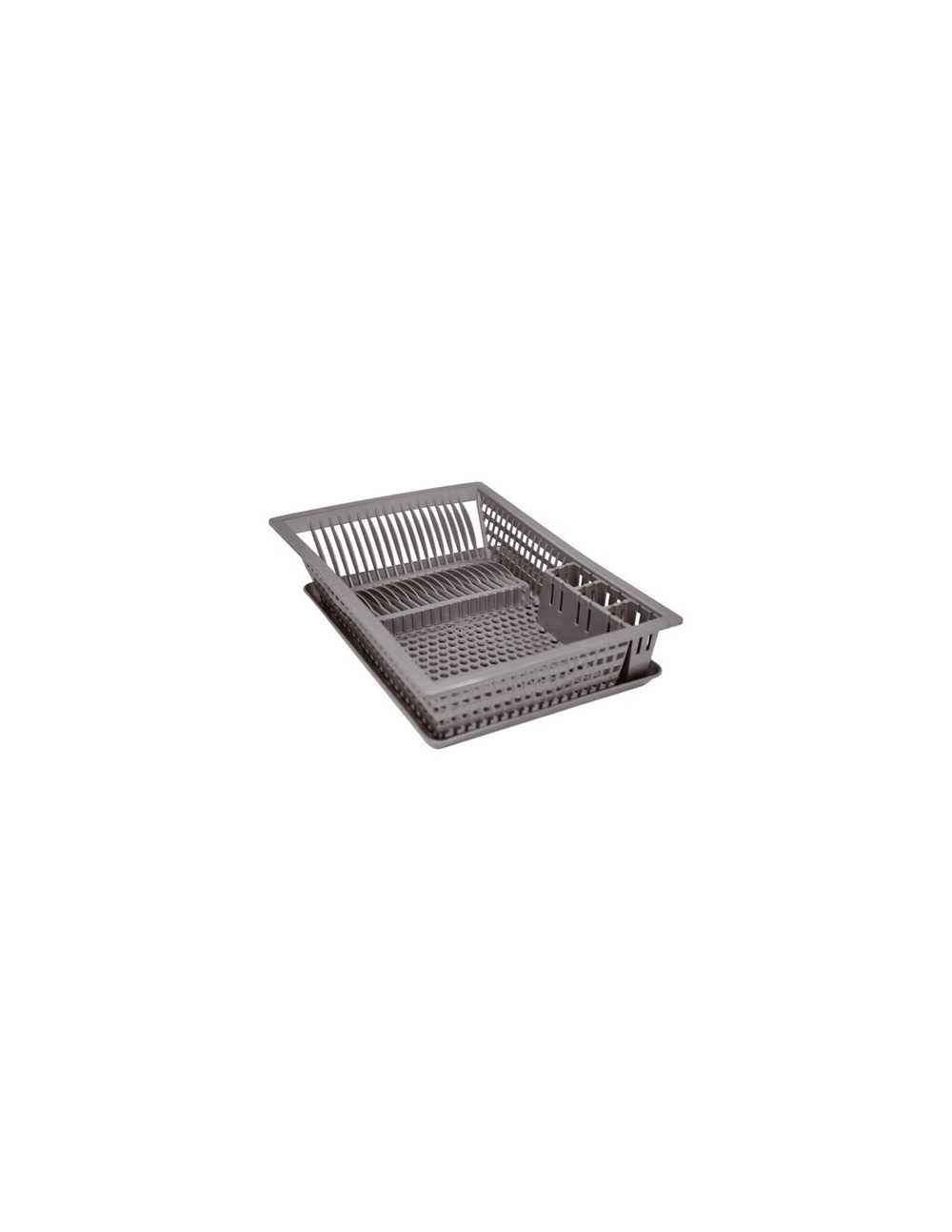 Egouttoir à vaisselle + plateau - 48x35,5 cm - gris - aluminium et plastiq
