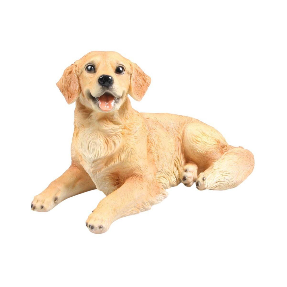 Chien golden retriever en résine couché