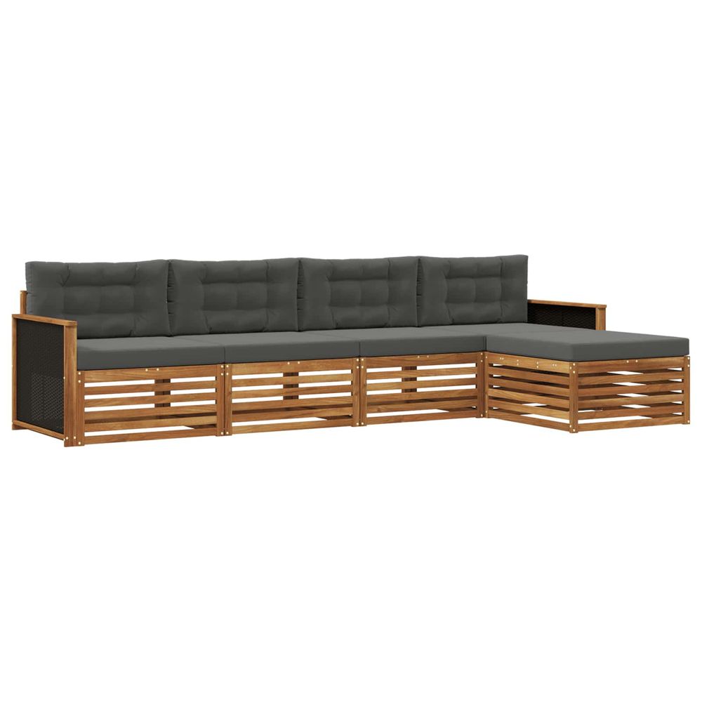 Ensemble de canapés d'extérieur 5 pc naturel et anthracite