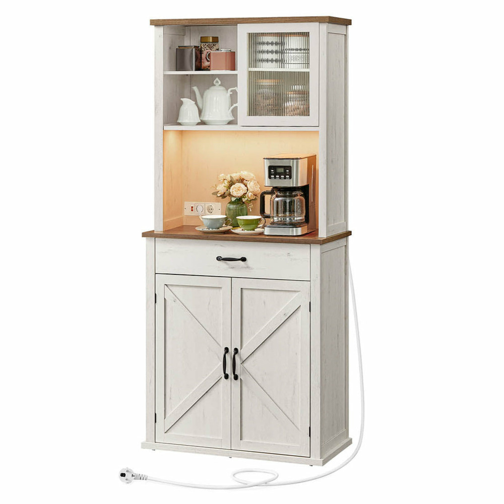 Buffet meuble de rangement avec lumières et chargeur placard de cuisine avec portes et tiroirs buffet meuble à café étagères