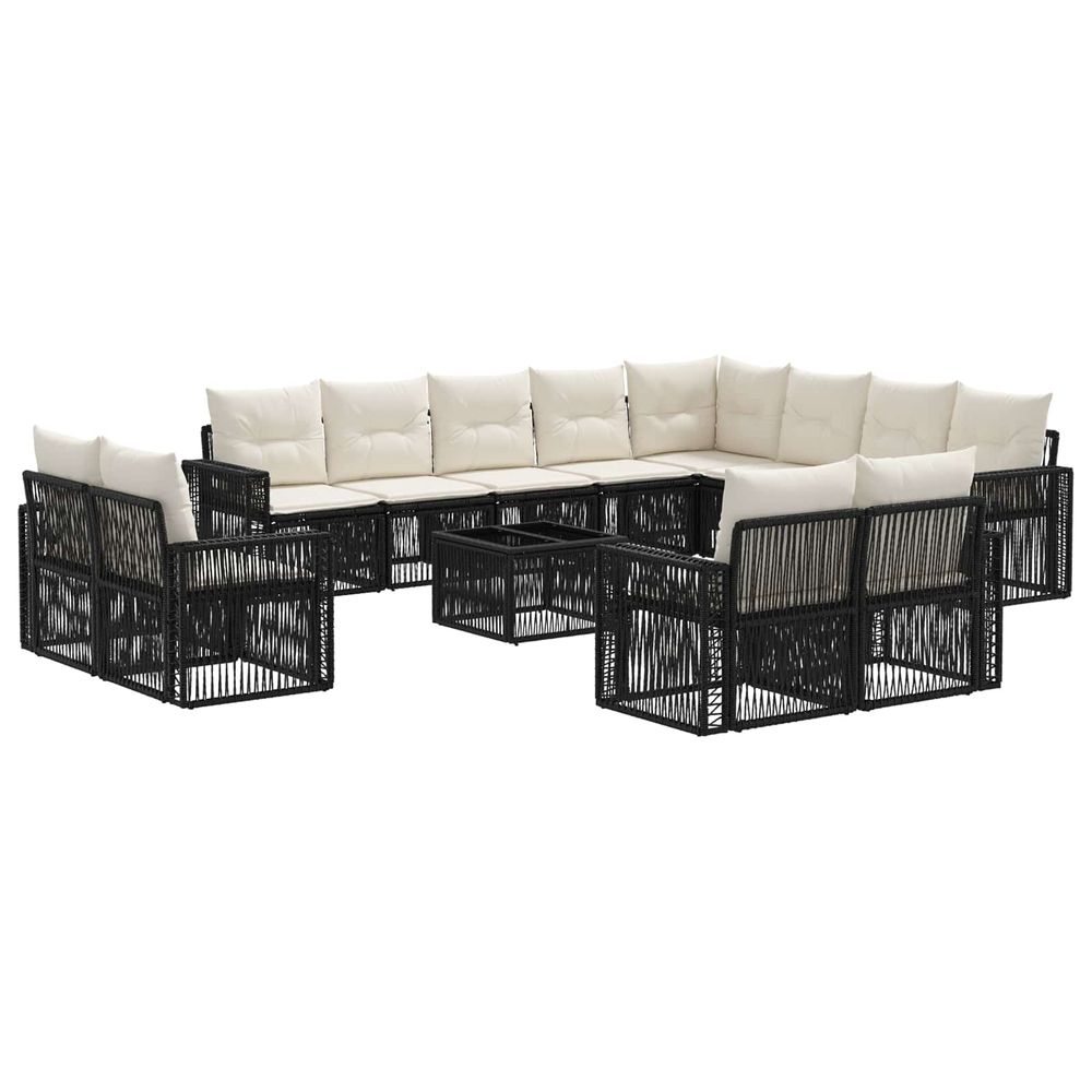 Ensemble de canapé de jardin 13 pc noir et blanc crème
