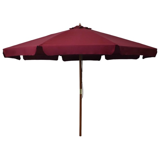 Parasol d'extérieur avec mât en bois 330 cm bordeaux