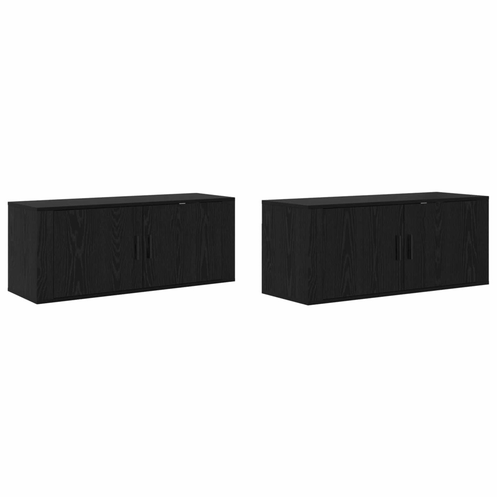 Ensemble de meuble tv mural 2 pcs chêne noir 100 x 34,5 x 40 cm