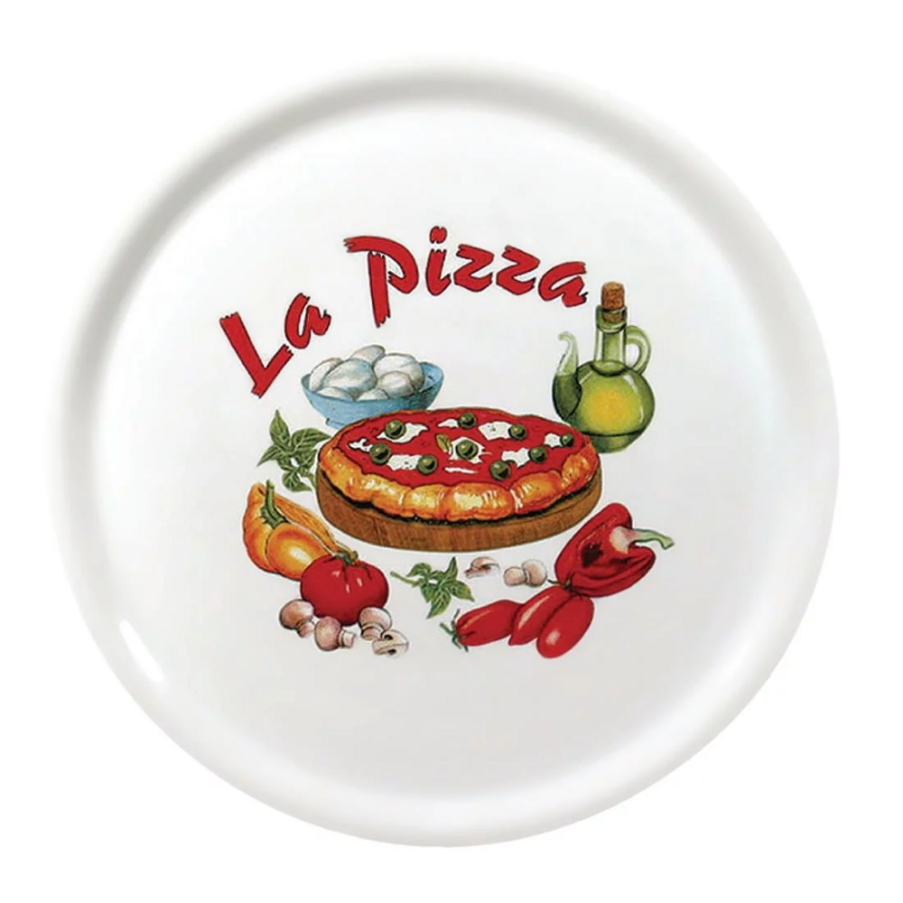 Assiette à pizza 310 mm - décor la pizza - lot de 6 - saturnia
