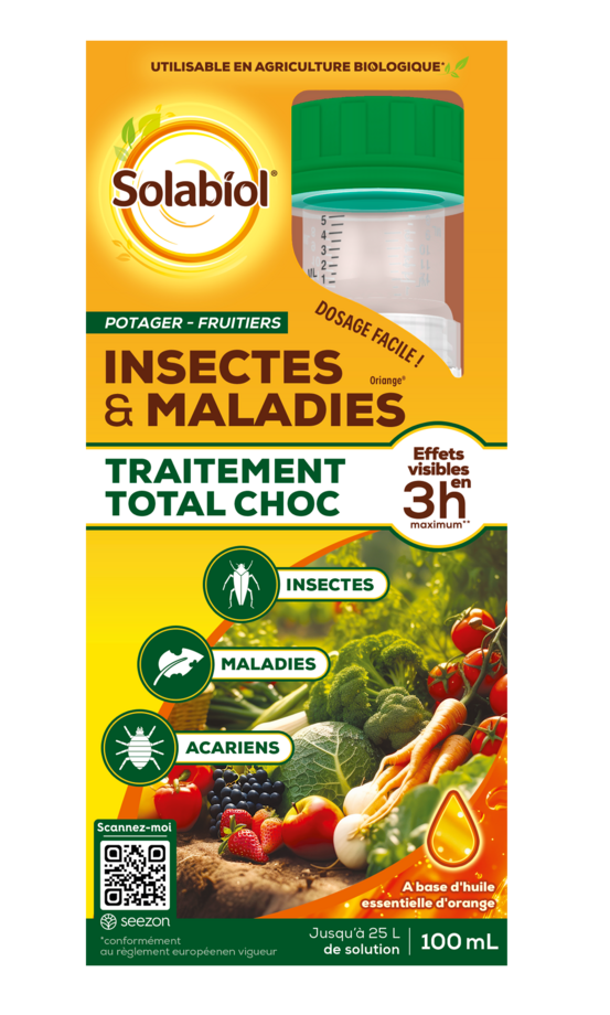 Solabiol traitement insectes & maladies - bidon auto doseur - 100ml - 25l de solution - potagers & fruitiers sototpot100n