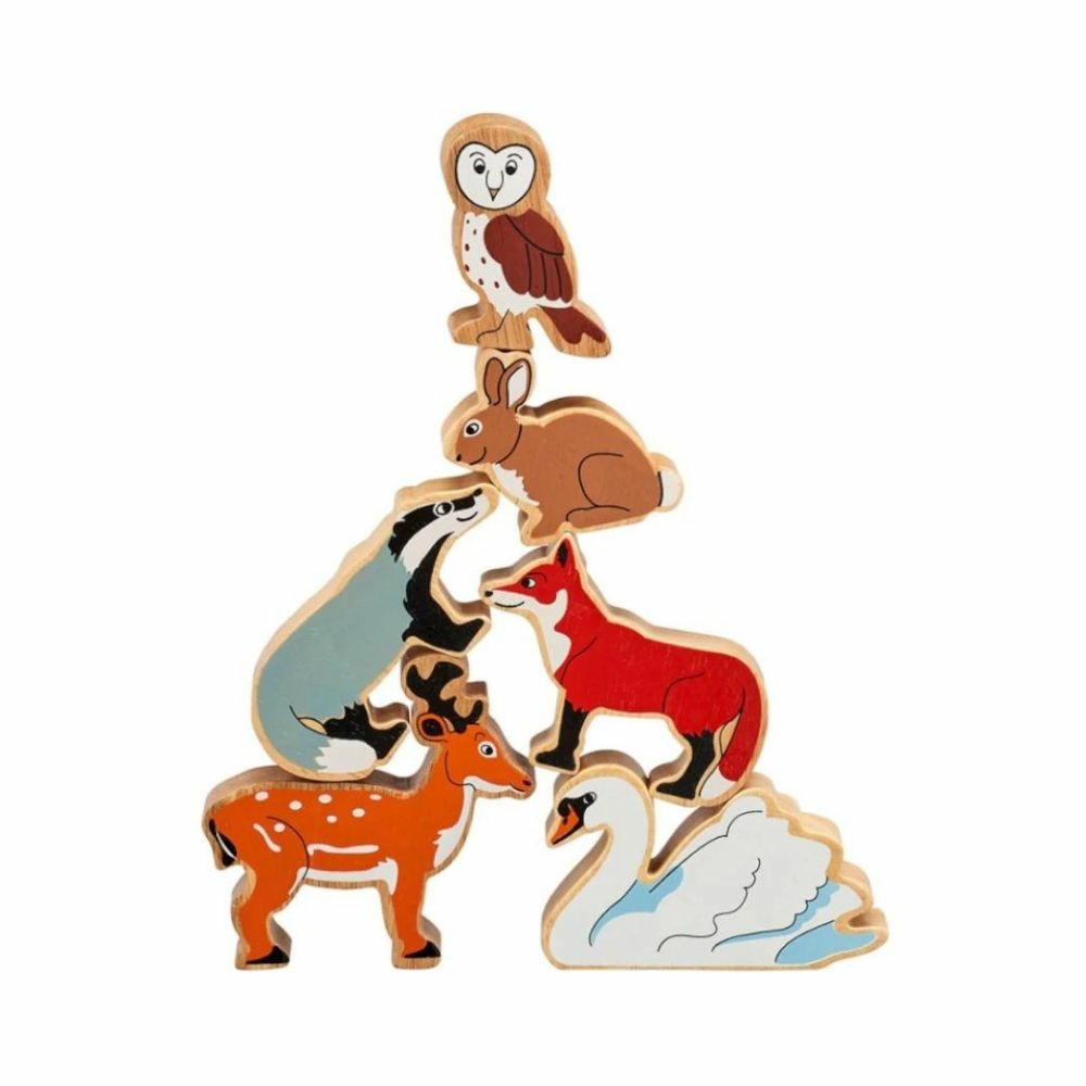 Lot de 6 figurines en bois animaux de la campagne