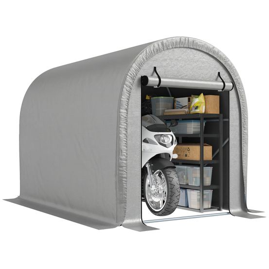 Abri moto vélo pe acier galvanisé protection intempéries 240x159x185cm gris clair - comfortxl outdoor living