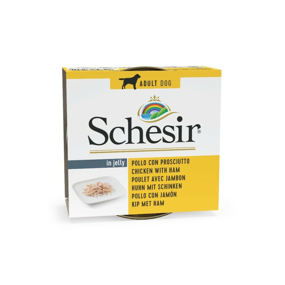 Pâtée en gelée filet poulet/jambon chien (boite 150g) - schesir 150 g