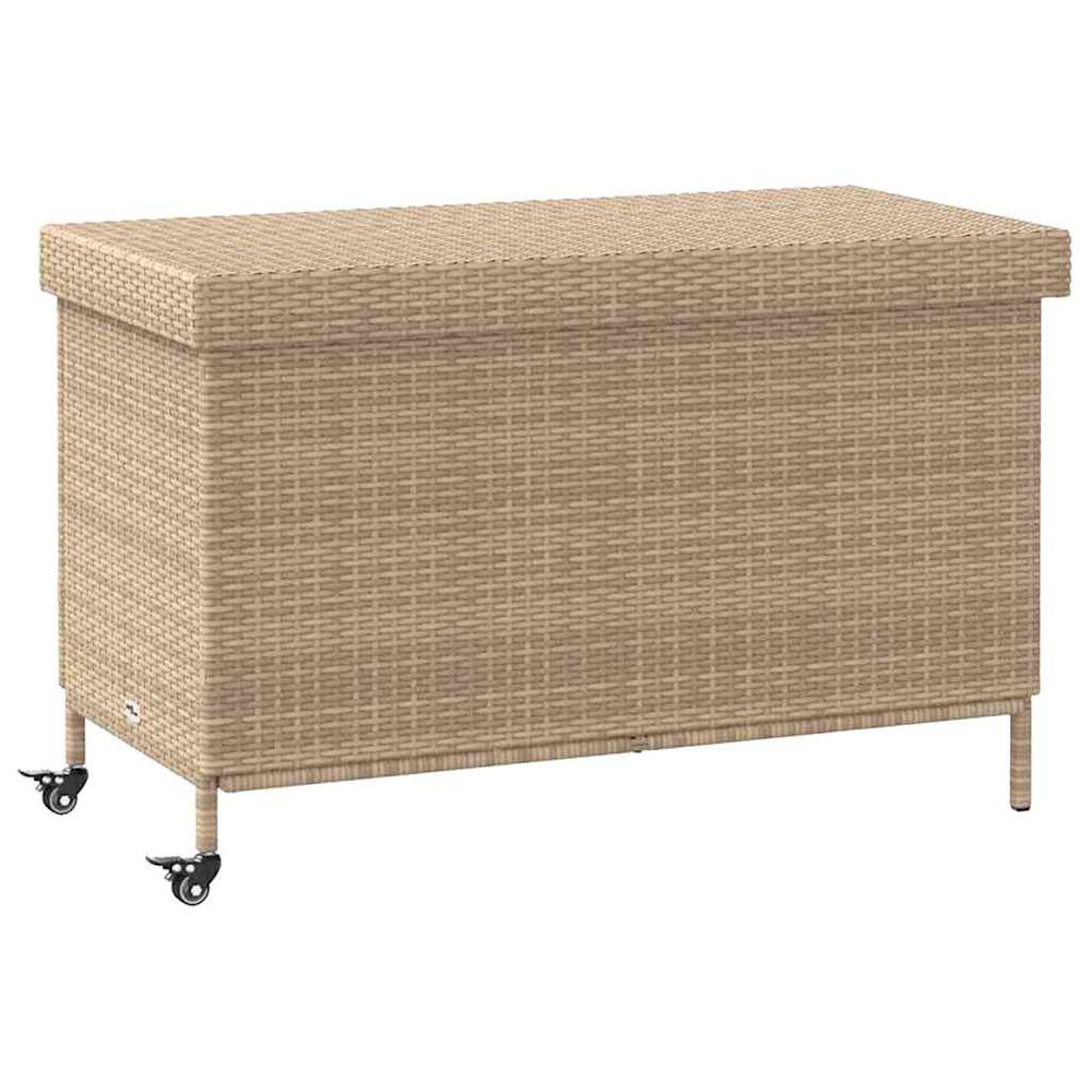 Boîte de rangement de jardin et roues résine tressée