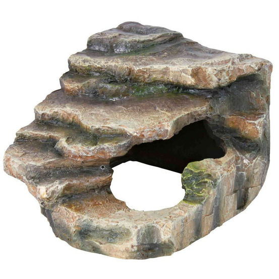 Rocher d'angle avec grotte et plateforme 16 x 12 x 15 cm. Pour reptile.