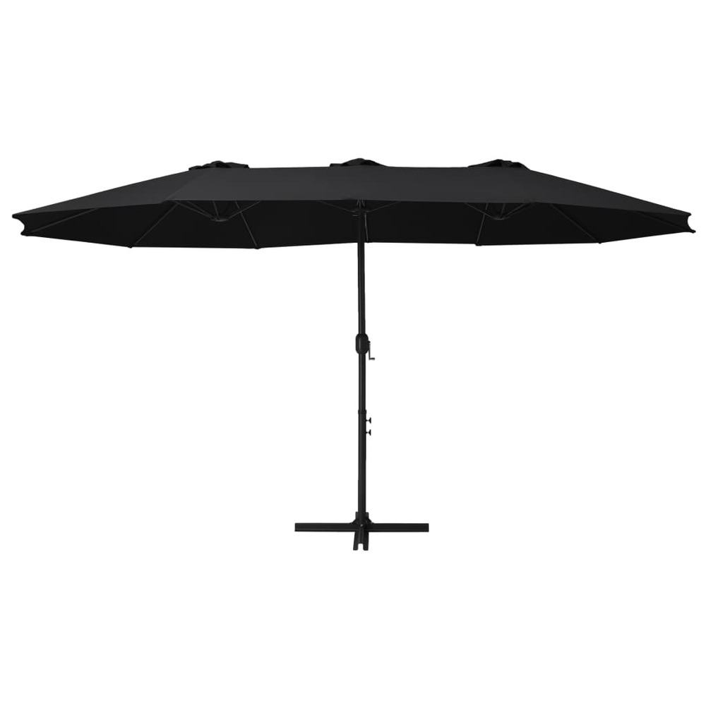 Parasol d'extérieur et poteau en aluminium 460x270 cm noir