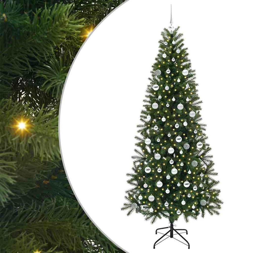 Sapin de noël artificiel avec 300 led vert 210 cm pe et pvc