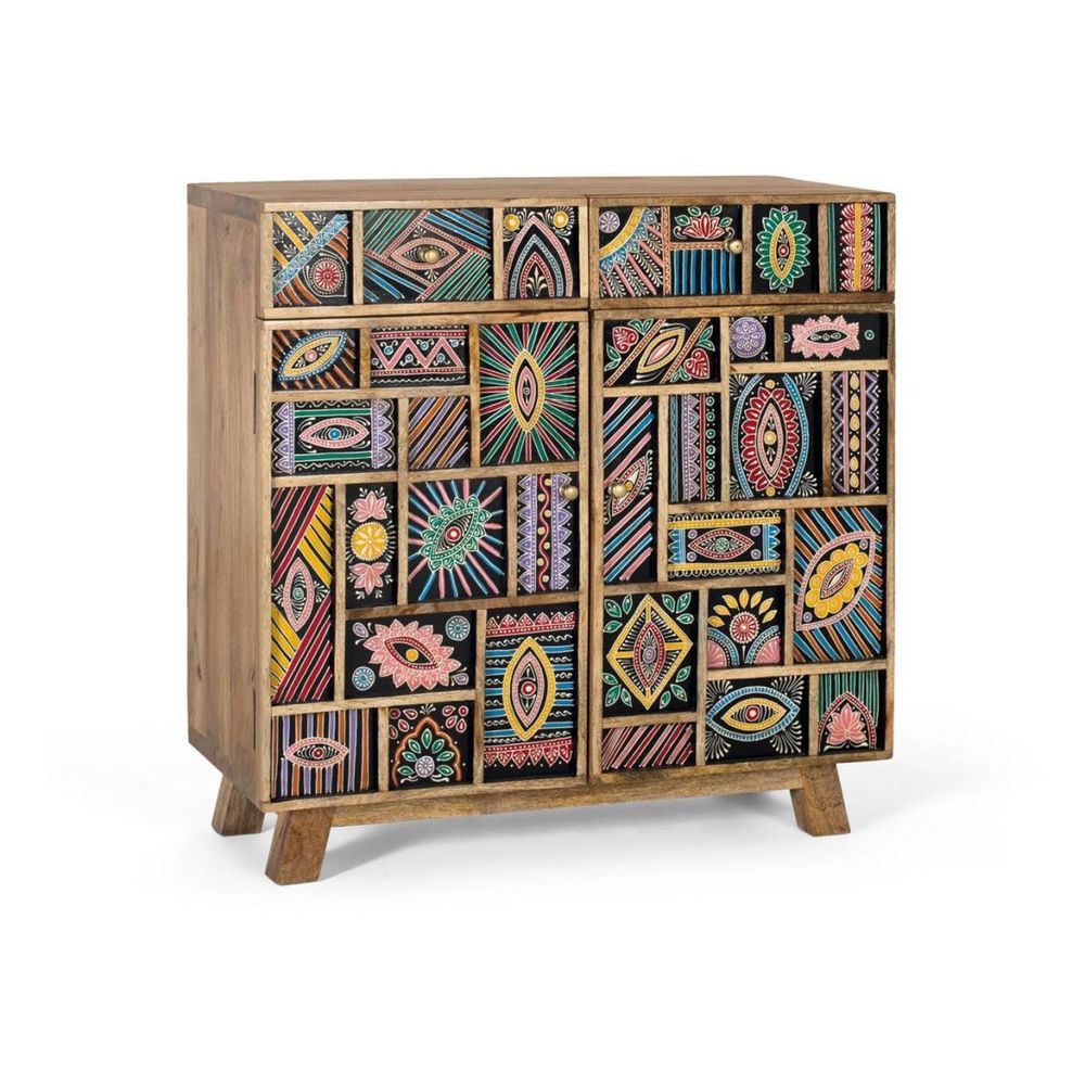 Buffet bois multicolore - zarella décoration d'autrefois