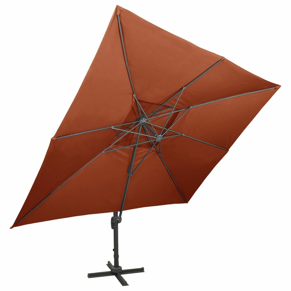 Parasol de jardin déporté avec double plateau en terre cuite 400 x 300 cm