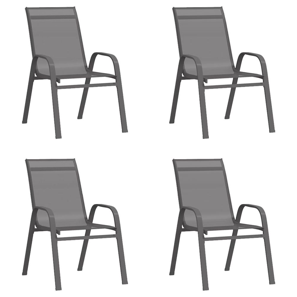 Chaises empilables de jardin lot de 4 gris tissu textilène