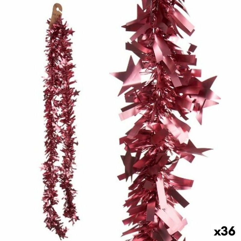 Guirlande de noël guirlande etoiles rose 9 x 9 x 200 cm (36 unités)