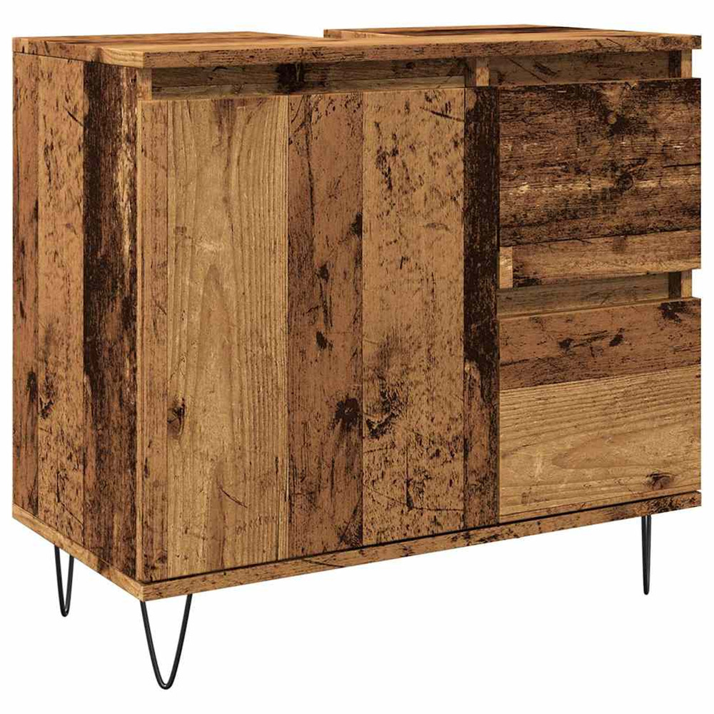 Armoire de lavabo de salle de bain vieux bois 65x33x60 cm